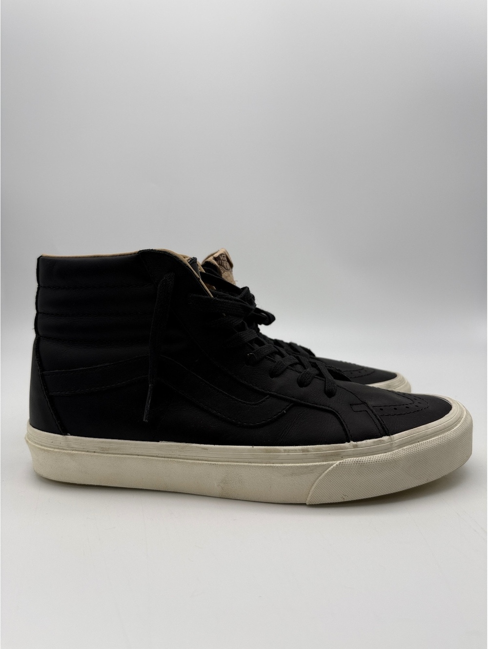 Vans SK8 Hi Reissue Lux Leather Black Porcini Mens Sample Skate Size 9
